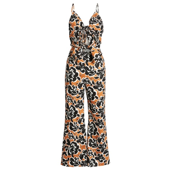 Leith Floral Linen Tie Front Jumpsuit - Picture 4 of 7